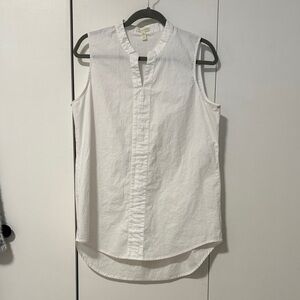 Eileen Fisher Sleeveless White Button Down Shirt